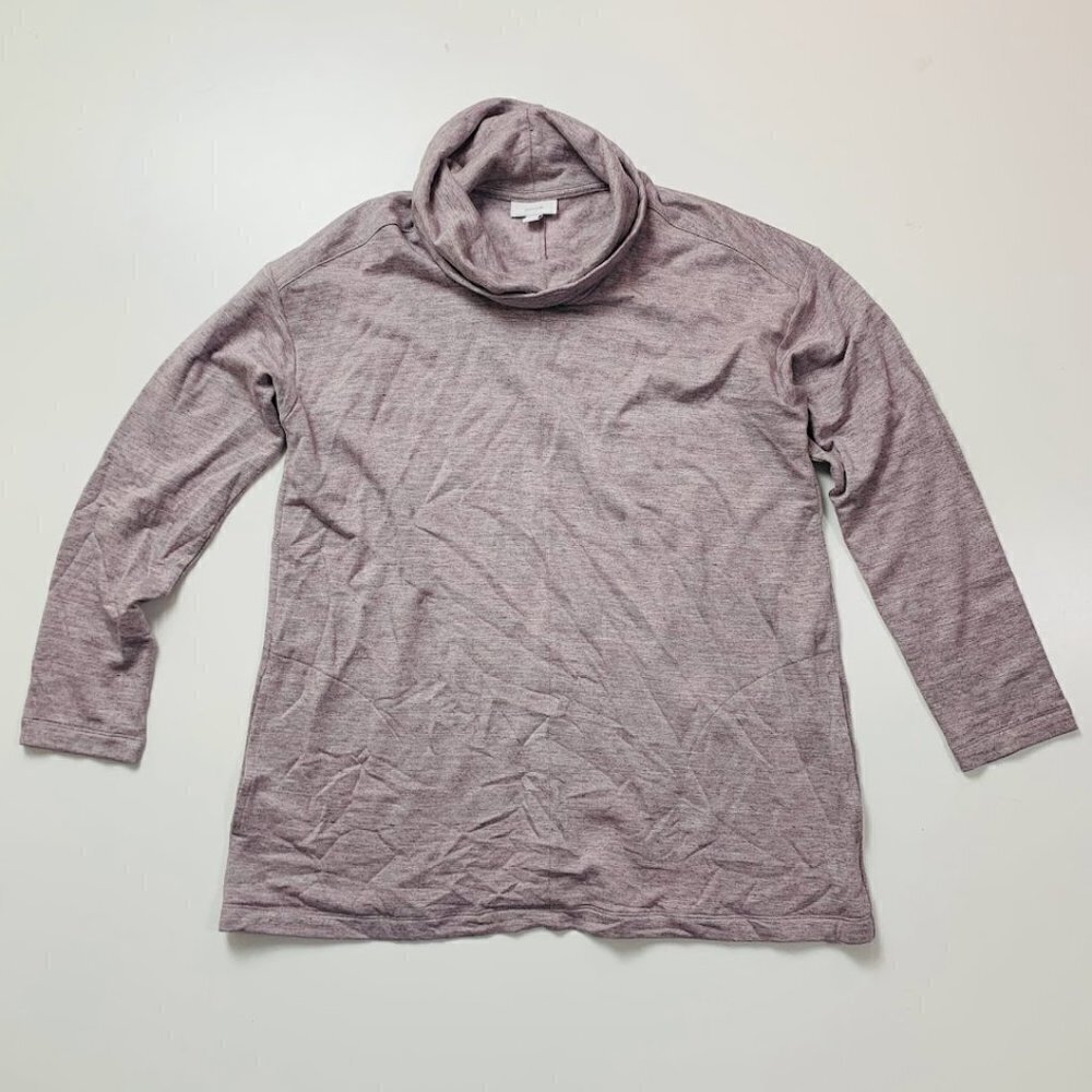 J. Jill Pure Cowl Turtleneck Pink Purple Heathered Pockets Tunic Warm Layer Smal